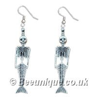 Mermaid Skeleton Earrings - Click Image to Close